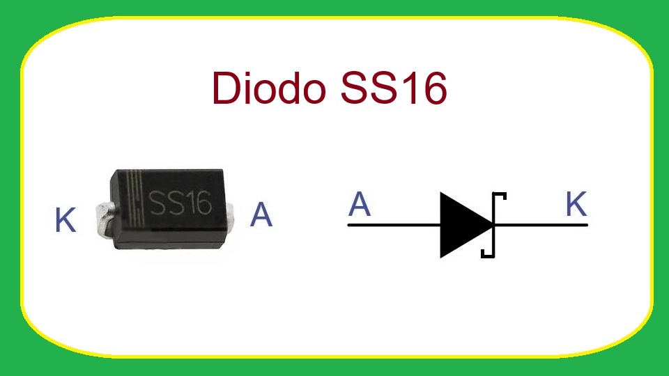SS16 - Diodo rectificador de barrera Schottky