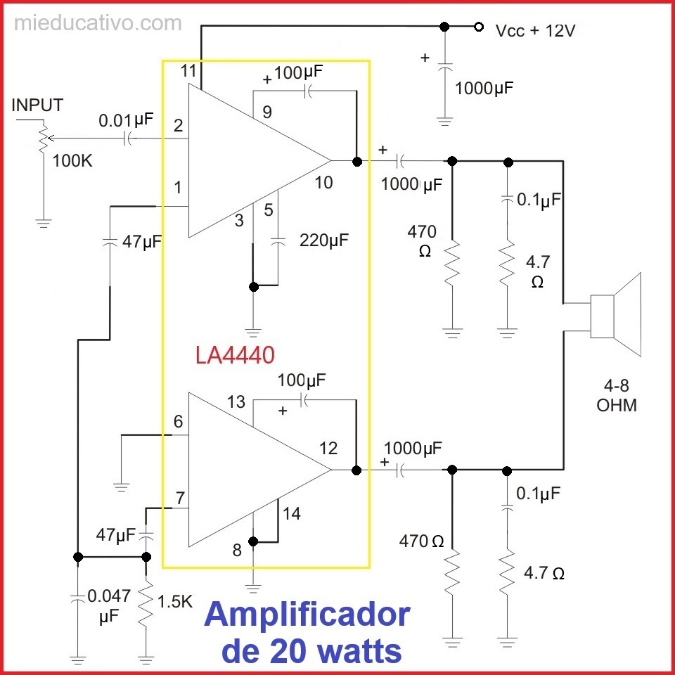 Amplificador de Audio de 20W con LA4440
